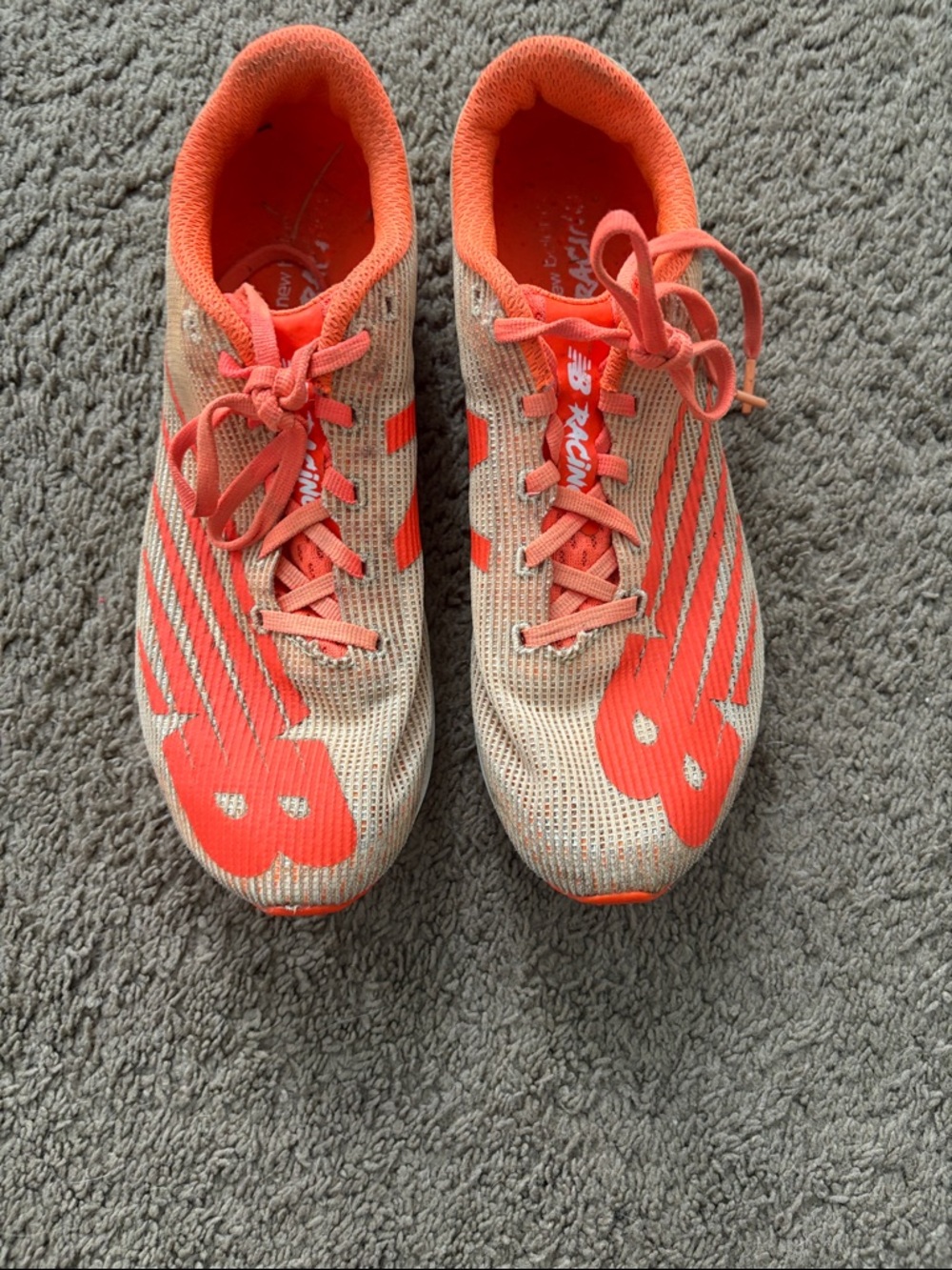 New Balance Beige and Coral Track Spikes